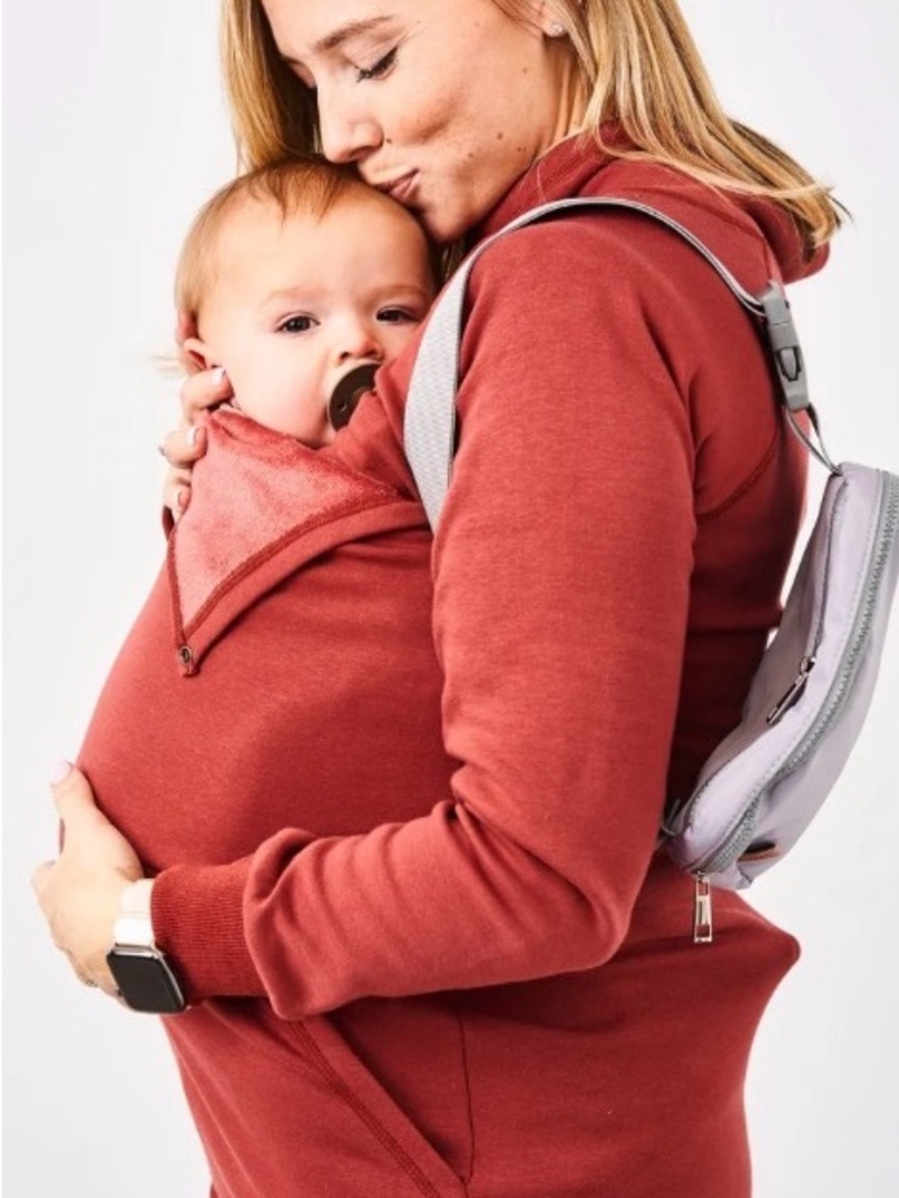 Babywearing breastfeeding hoodie - Rust Red size medium